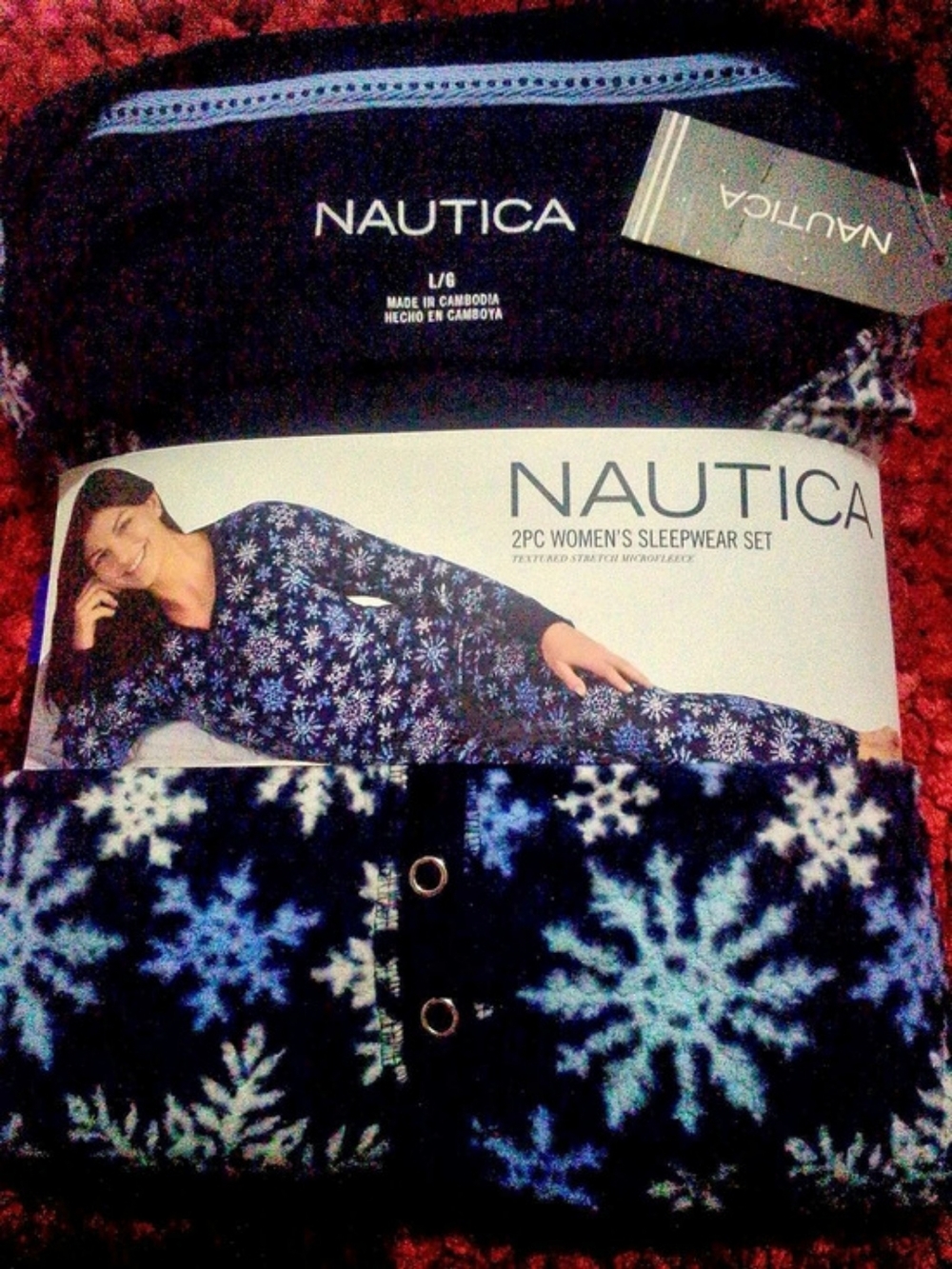 Nautica 2PC Women's Sleepwear Set Textured Stretch Microfleece Floral Pajamas